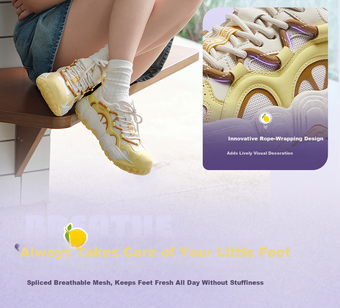 CAMEL Lemon Cute Colorblock Platform Casual Shoes for Women L25A202062 Off-White/Pink Size 39 17
