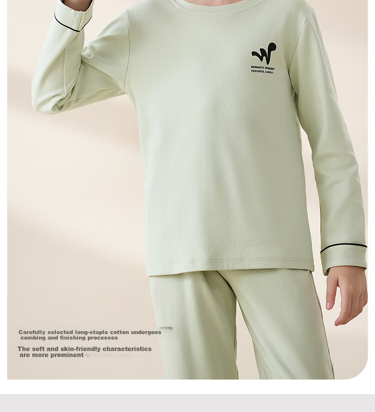 Hodo Children's Cotton Sleepwear Class A Homewear Set Boys Mid-Large Kids Spring Autumn Long Sleeve Long Pants Loose Comfortable Set 4