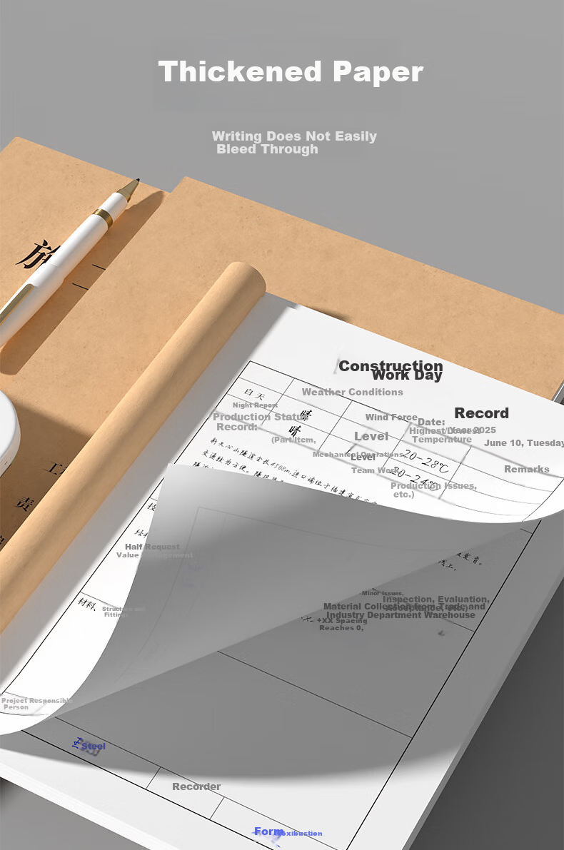 SIMAA A4 Construction Logbook Daily Diary for Construction Site Engineering Work Safety Supervisor Progress Notes Supervision Safety Book 1 Pack 3