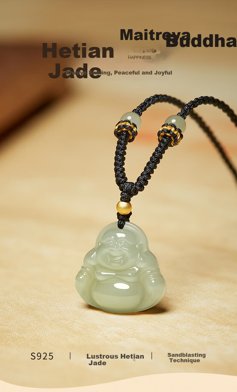 GLTEN Maitreya Buddha Hetian Jade Pendant Necklace for Women Birthday Gift Lightweight Luxury Unique for Girlfriend Wife Mom 1
