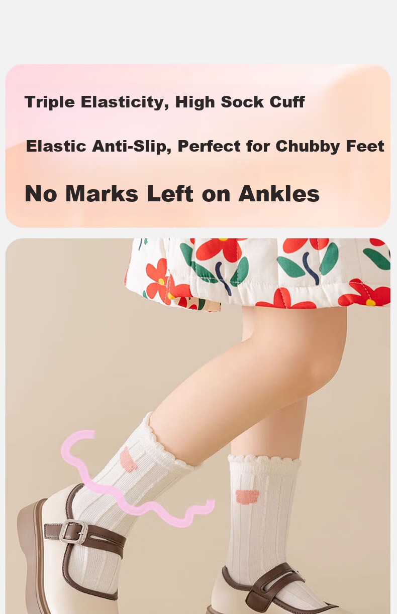 Mianqixiong Children's Socks Girls Autumn Cotton White Long Tube Cotton Socks Class A Spring and Autumn Thin Children's Socks-C65-1-3 5