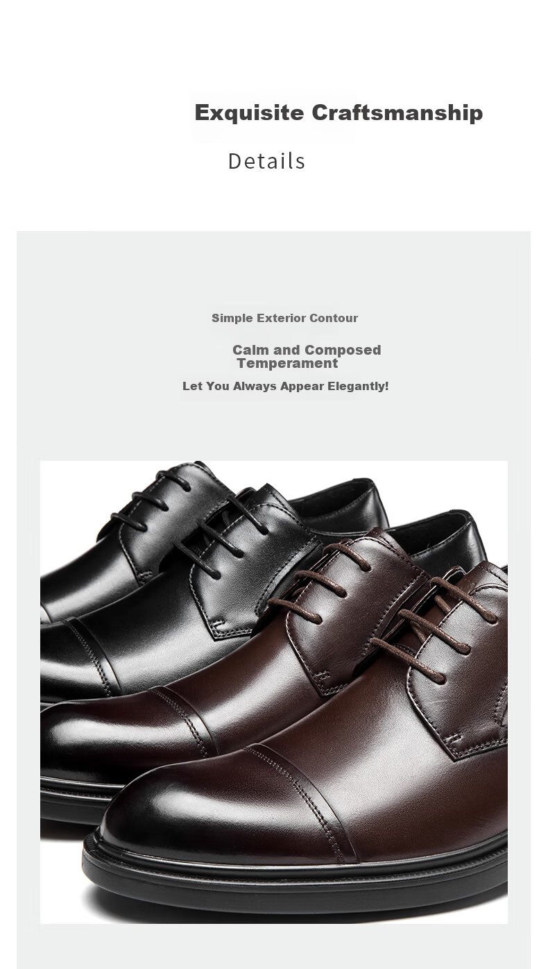 Aokang Comfortable Cowhide Breathable Business Formal Lace-up Durable Leather Shoes Brown Size 39 3