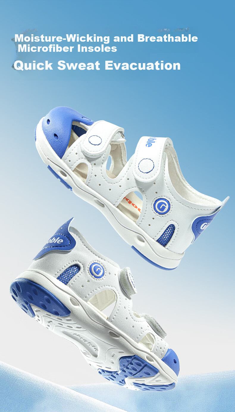 Ginoble Children's Walking Shoes Summer 2026 Breathable Sandals for Boys and Girls Ages 1-5 GW1878 White Cloud 9
