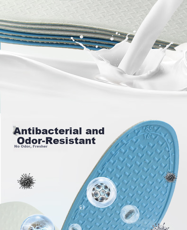 FOOTOPPO Antibacterial Latex Insoles for Men Summer Ultra-Thin Soft Elastic Insoles Military Training Sports Shock Absorption Sweat-Absorbing Breathable Thin Insoles 10