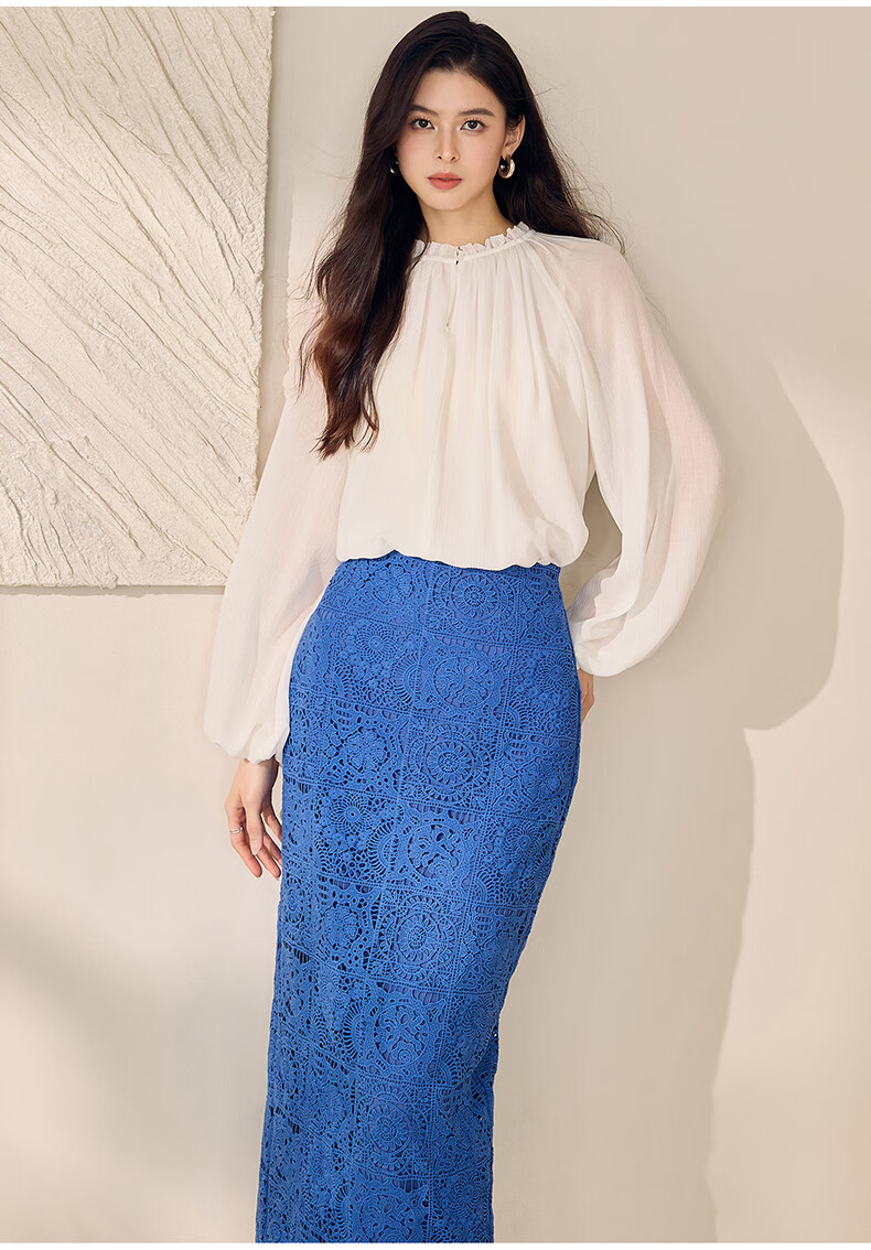 ROEYSHOUSE French Style Lantern Sleeve Shirt Women Spring Elegant Loose Raglan Sleeve Top 12493 White L 6