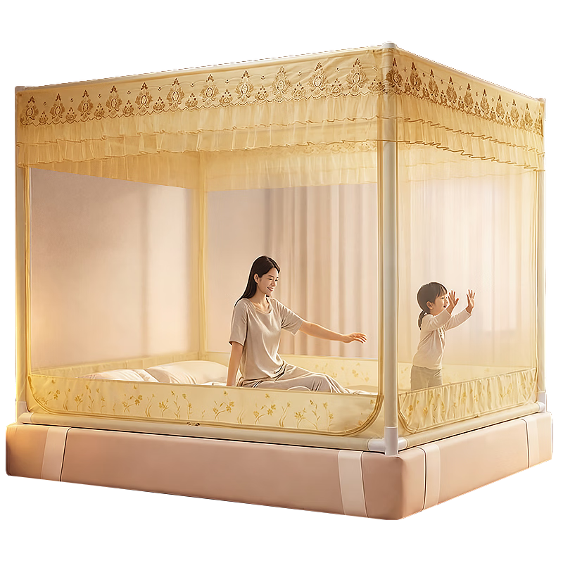 MUJI Anti-Fall Mosquito Net Class A Full Enclosure Baby and Children's Mosquito Net Home Use Three-Door 1.8x2m Bed