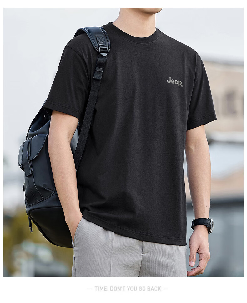 JEEP Men's Summer Casual Breathable Heavyweight Loose Fit Round Neck T-Shirt in Tranquil Blue, Size L 24