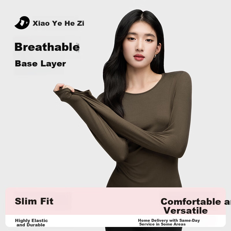 Onoko Slim Fit Base Layer Long Sleeve T-Shirt Women's Autumn New Round Neck White Thermal Innerwear