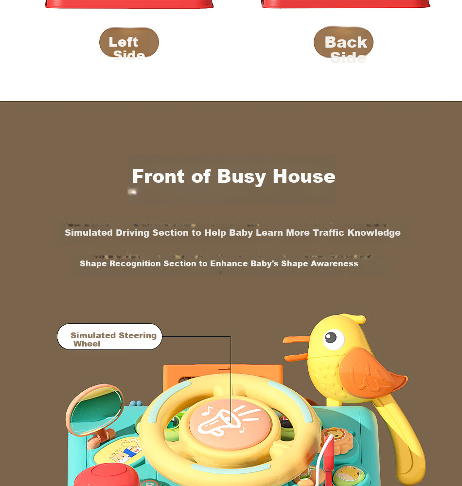 Xinge Montessori Busy Board Baby Educational Lock Toy Early Learning Activity Table Gift for Boys and Girls with Cake Box 5
