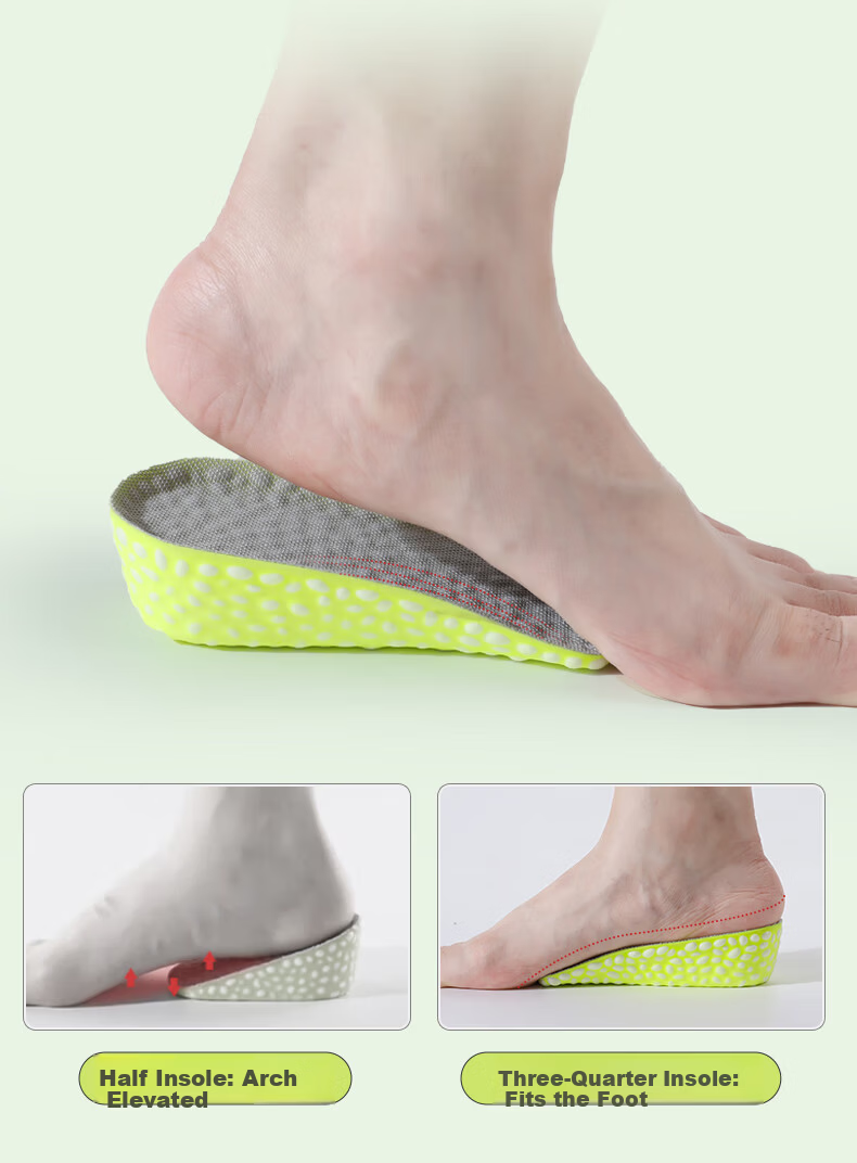 FOOTOPPO Boost Height Increase Insoles for Men and Women, Odor-Resistant, Soft Sole, Comfortable Popcorn High Elastic Shock Absorption Invisible Half Insoles 6