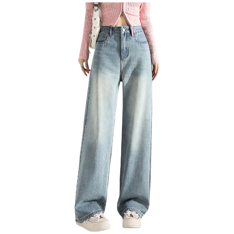 TonLion 2025 Autumn Women's Back Pocket Embroidered Fleece-Lined Jeans Light Denim Blue 26