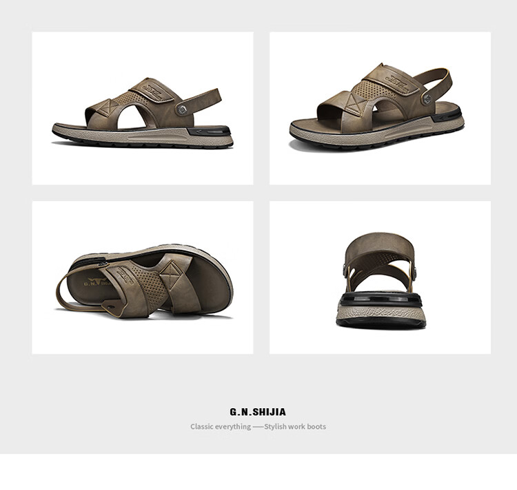 G.N.Shi Jia Men's Shoes, Summer New Style, Soft Sole, Breathable Casual Sandals, Outdoor Dual-Use Beach Shoes, Versatile Commuter Slippers for Me 20