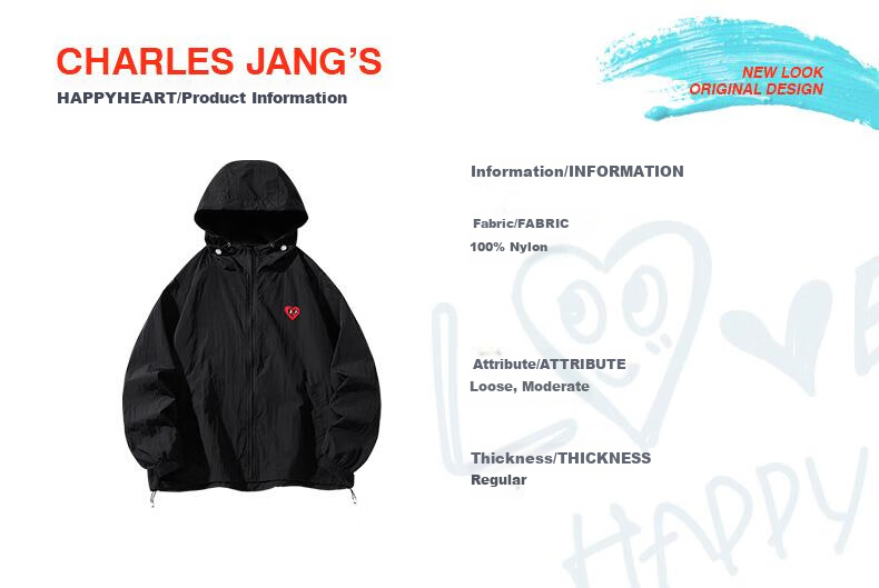 Charles Peach Heart [Wang Churan Same Style] Outdoor Skin Jacket Unisex Versatile Casual Fashion Trendy Fishing Jacket Gray 3XL 3