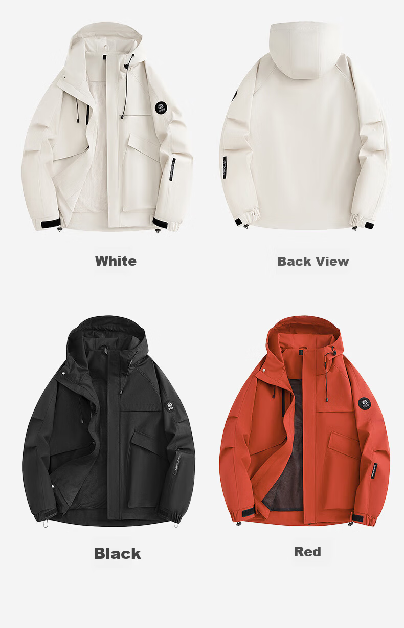 BOPRUIEY Unisex Outdoor Waterproof Windproof Hooded Jacket Autumn American Style Hiking Mountaineering Coat 14