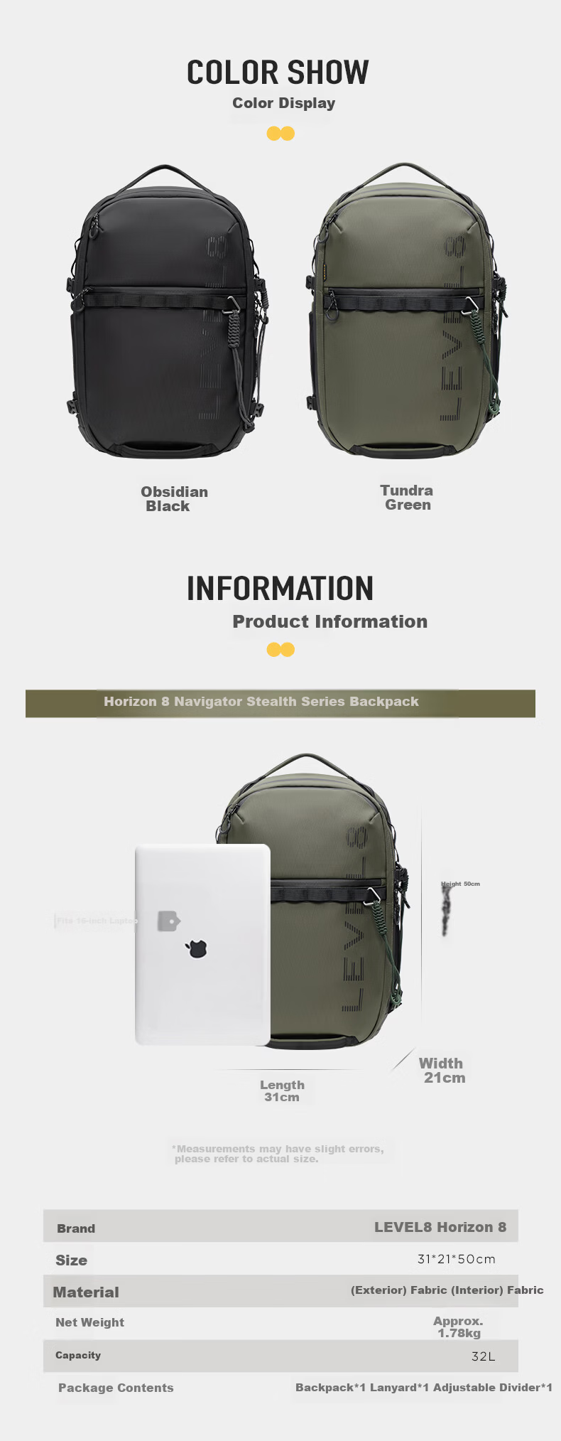 LEVEL8 Navigator Stealth Backpack 16-inch Laptop Bag Unisex Commuter Outdoor Camera Travel Backpack 11