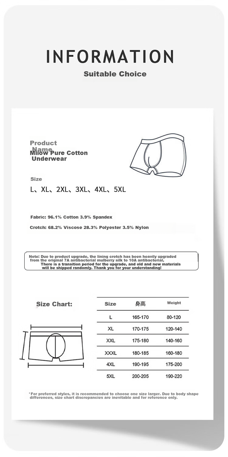 MiiOW Men's Cotton Antibacterial Breathable Loose Fit Boxer Briefs 4-Pack L 9