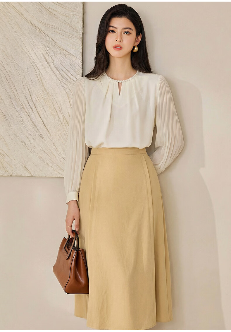 ROEYSHOUSE Elegant Satin Spliced Chiffon Shirt for Women Spring Light Luxury Hollow Out Top 13643 Black S 7