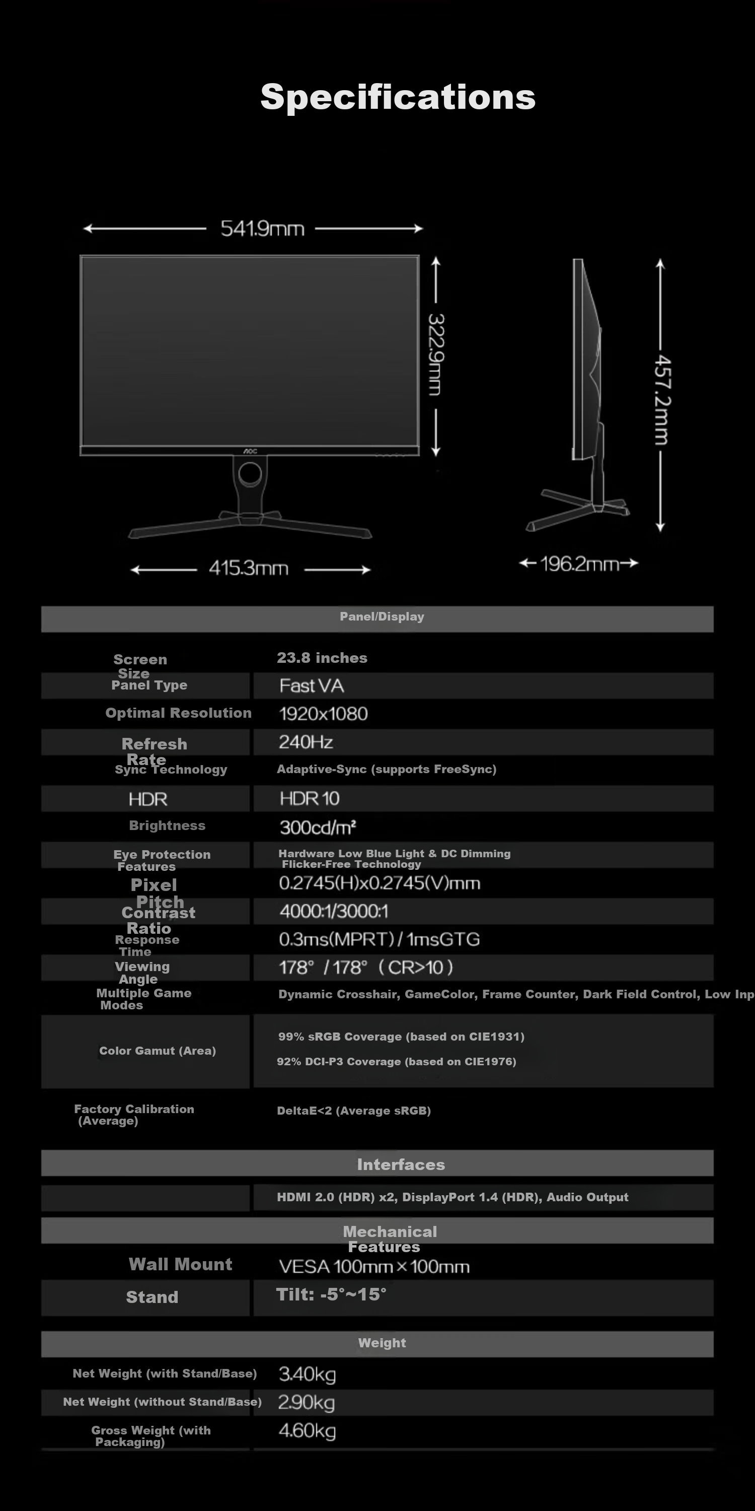 AOC Monitor, 27-Inch High Refresh Rate Gaming Display, 144Hz FastIPS Computer Screen, Hardware Low Blue Light, Laptop Expansion Screen 27G51F 3