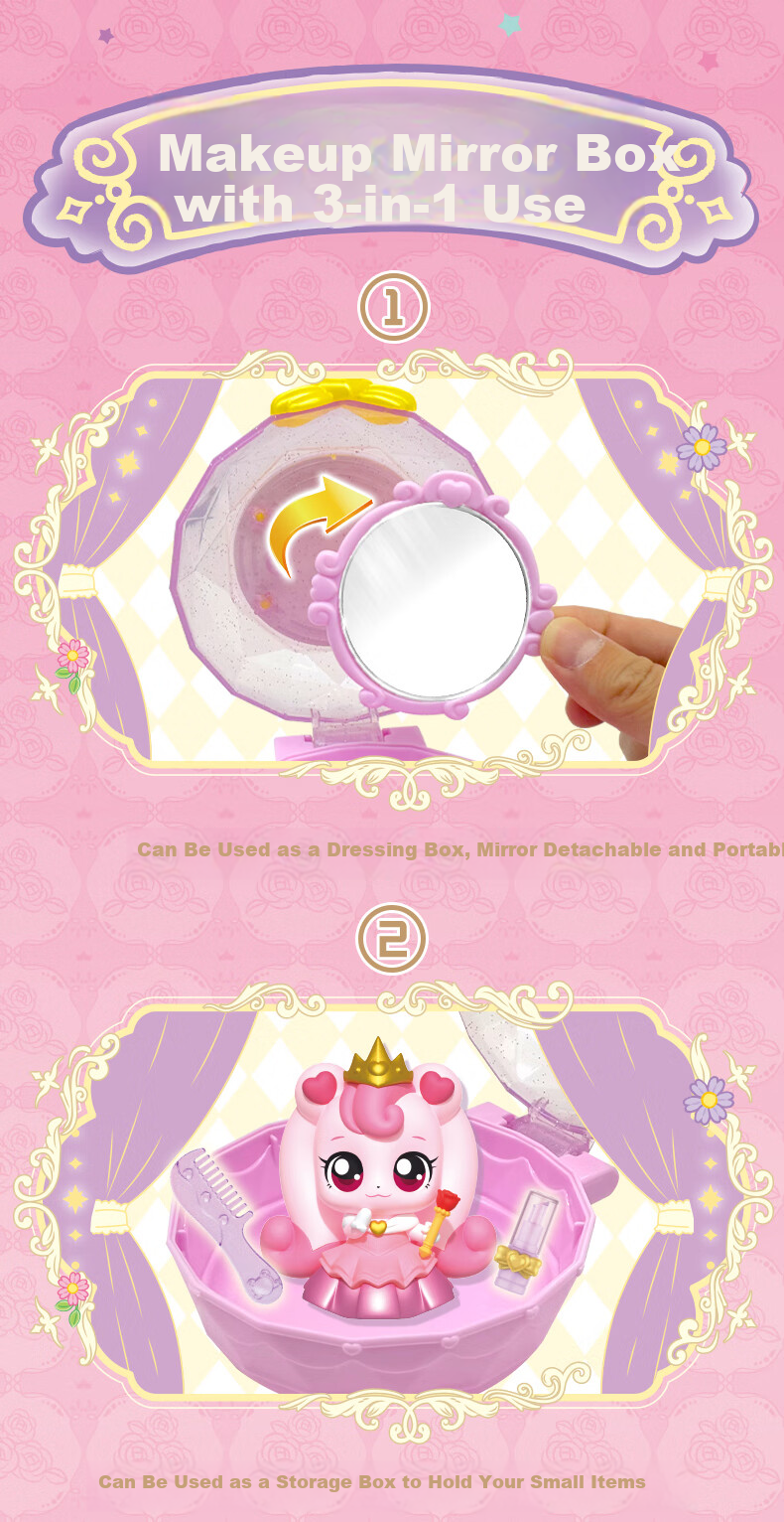 Qimiaomengke Blind Box Toy Cute Princess Ball Single Box Heart Cute Mirror Doll Girl Toy 10