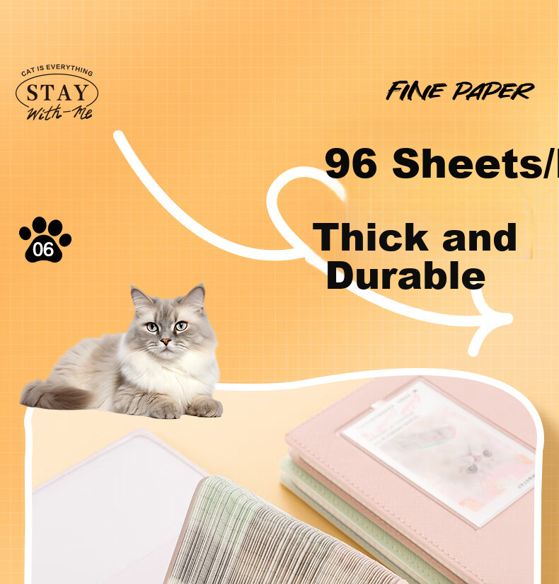 MASMARCU Morning Light Stationery, All Meow A5 Soft Cover Hardcover Notebook, Journal Book, Aesthetically Pleasing Diary, 96 Pages, Pink Style QJ001637, Essential for Exams 13