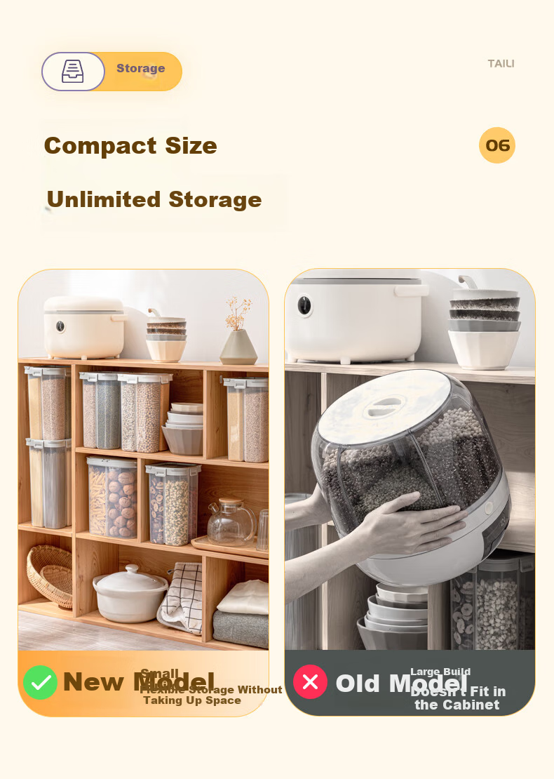 Taili Five-Grain Storage Box Sealed Jar Food-Grade Grain Rice Container Four-Compartment Cereal Bean Organizer 6