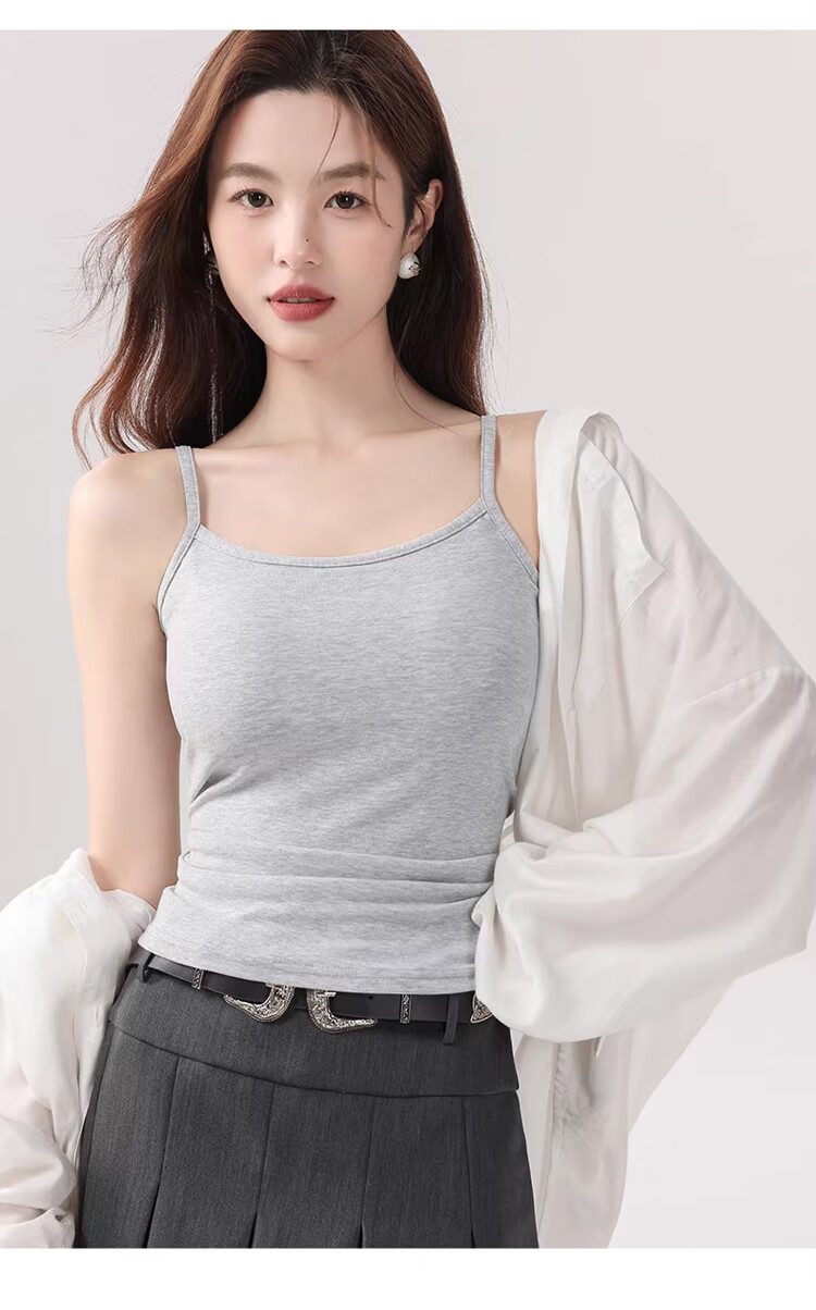 Langsha Pure Cotton Women's Summer Camisole Thin Strap Vest Slim Fit Sleeveless Top with Side Coverage and Beautiful Back Design 16