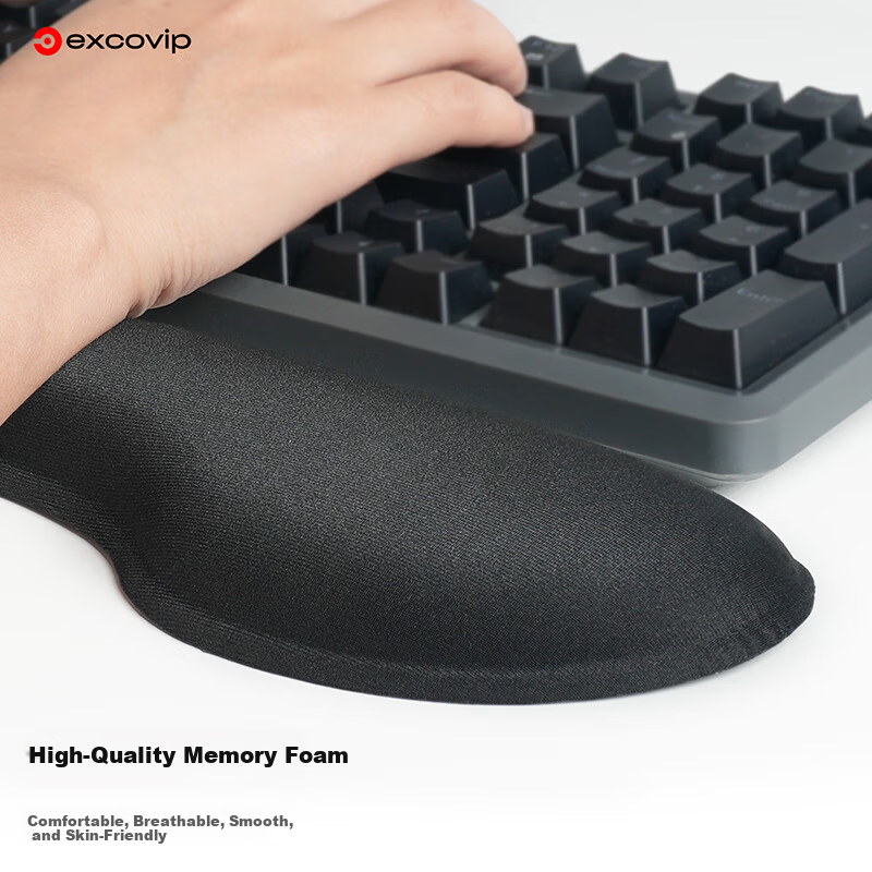 EXCO Memory Foam Keyboard Wrist Rest Ergonomic Mouse Pad Wrist Support 104-Key Keyboard Wrist Pad Anti-Carpal Tunnel Palm Support Large Size 0585 Black 6