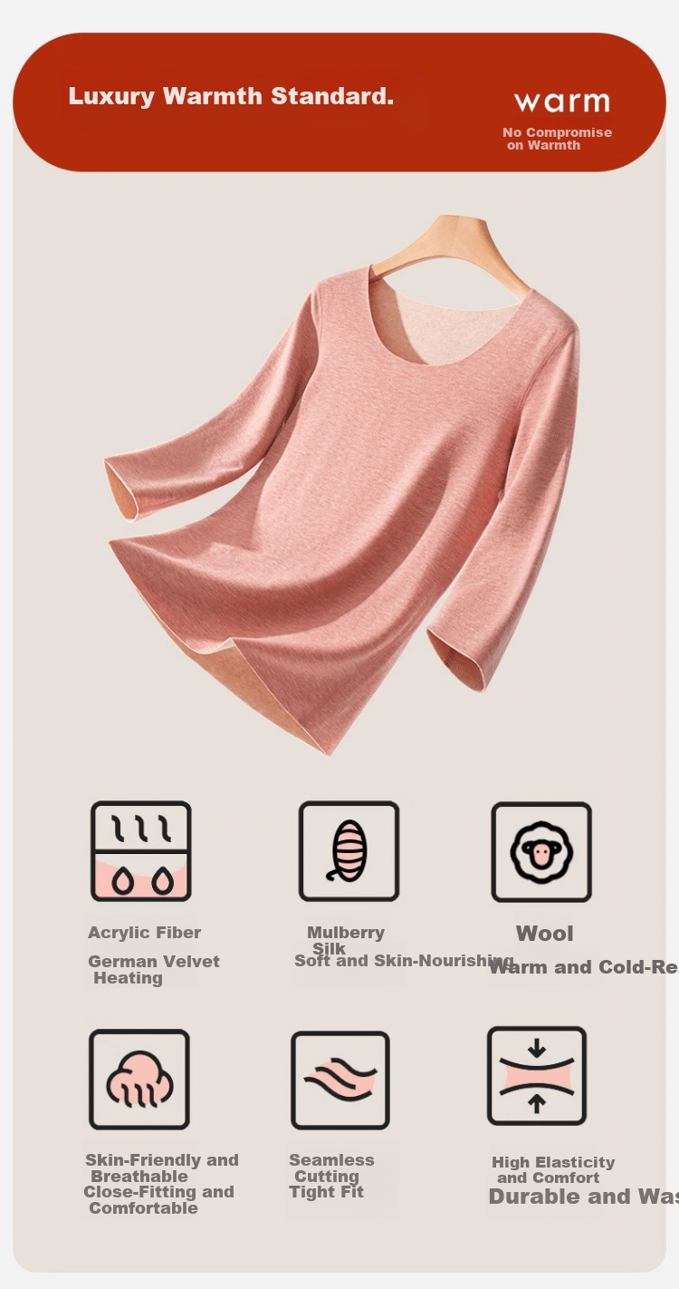 Zaisuo Women's Thermal Wool and Silk Autumn Winter 5-Minute and 7-Minute Sleeve Short Sleeve German Velvet Heat Retaining Seamless Top 4