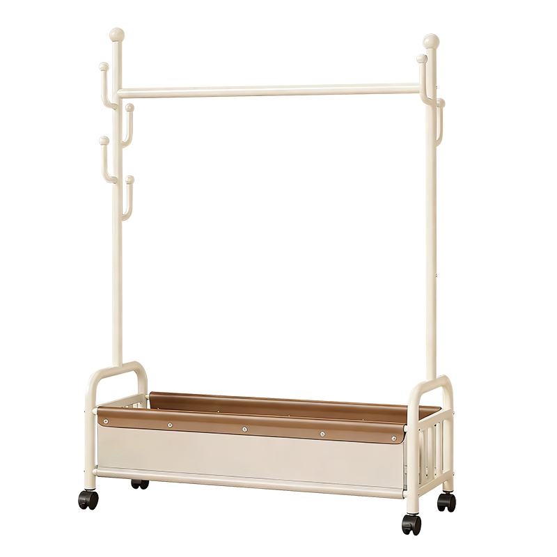 Yaoying YJ29 White 80cm Mobile Floor Clothes Rack Coat Hanger Bedroom Clothing Storage Balcony Drying Rack