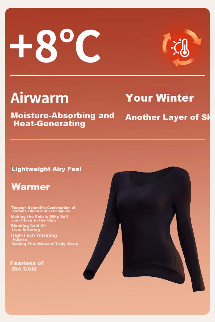 Ordifen Modal Crew Neck Autumn Shirt Women's Thermal Underwear Antibacterial Heat Retaining Cotton Sweater Black L 4