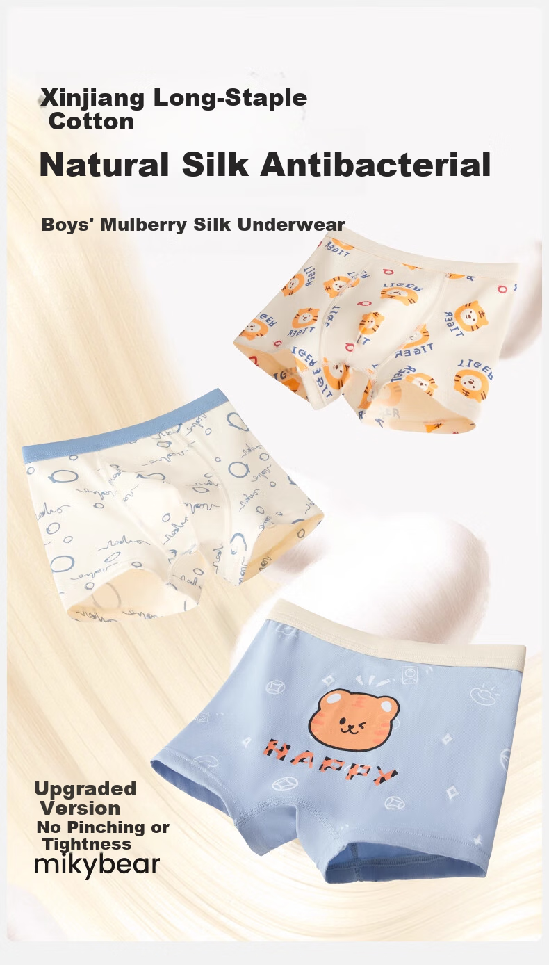 Mianqixiong Boys' Cotton Boxer Briefs Children's Cotton Four-Point Underwear 4-Pack No Pinch PP Mid-Large Kids Panties - B093 1