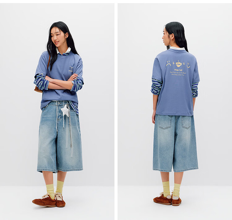 Semir Mall Style | Women's Summer Short Sleeve T-Shirt Embroidered Print Loose Drop Shoulder 2026 Boutique Clothing 101326100037 15