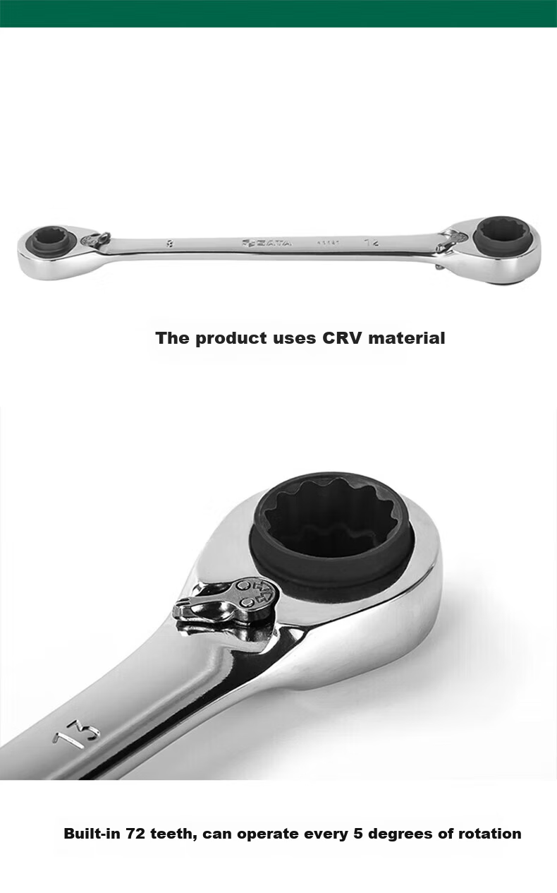 SATA 4-in-1 Fully Polished Double-Ended Torx Ratchet Wrench 8*10*12*13MM 46621 3