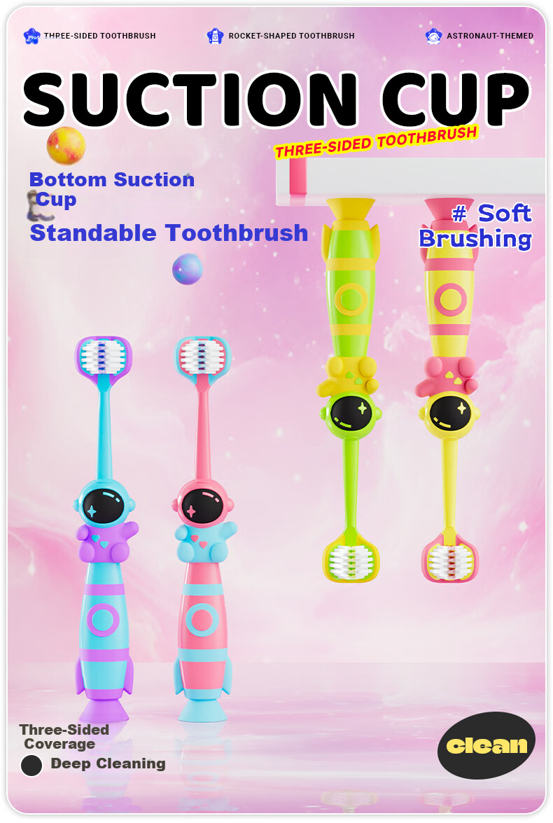 DYCROL Children's Soft Bristle Toothbrush Triple-Sided 6-12 Years Old Toothbrushing Tool Triple Efficiency 2-Pack (Color Random) 8