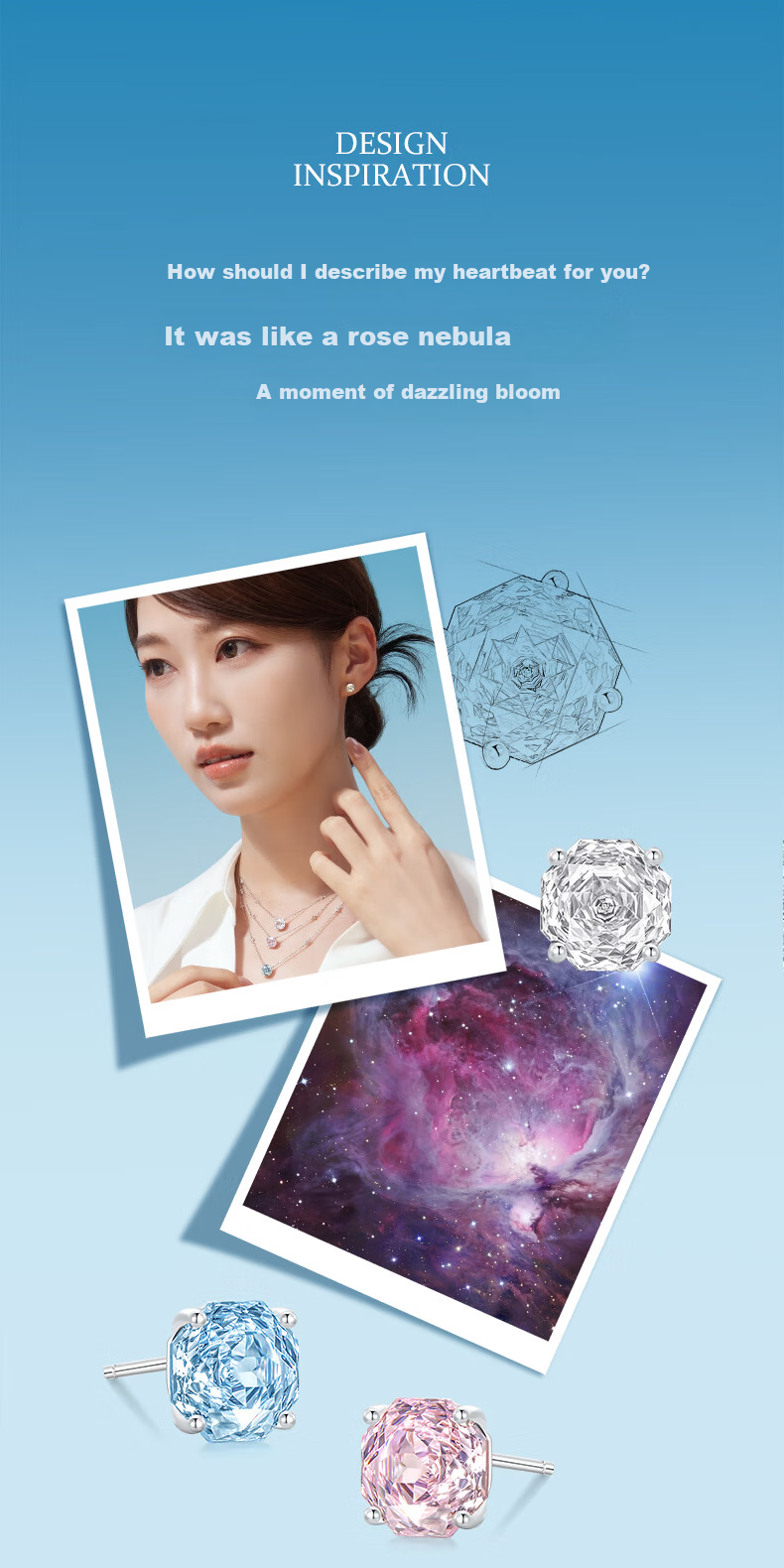 CHOW TAI SENG Rose Nebula S925 Sterling Silver Stud Earrings for Women Luxury Elegant High-End Jewelry Birthday Gift for Girlfriend 2