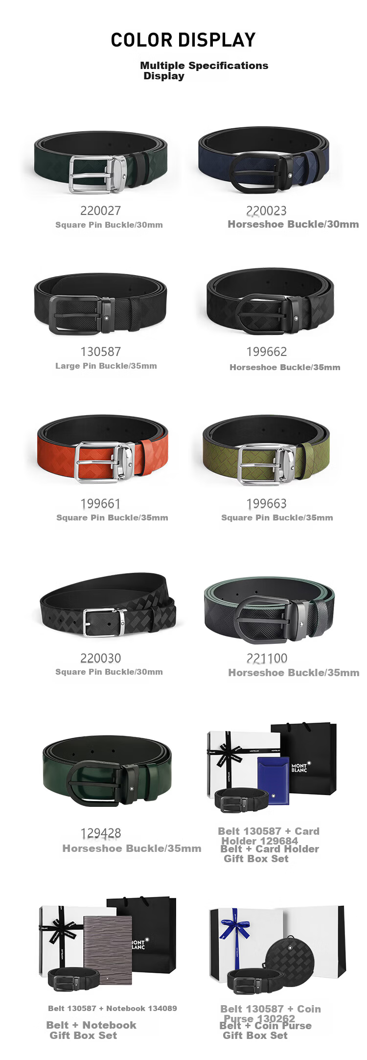 MONTBLANC Style 3.0 Series 35mm Reversible Leather Belt 130587 Gift 4