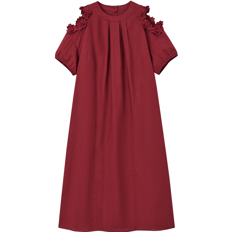 Demana [With Flax Cloud Cotton] Summer Elegant Hollow Lace Loose Slimming Concealing Dress for Women High-End Feel
