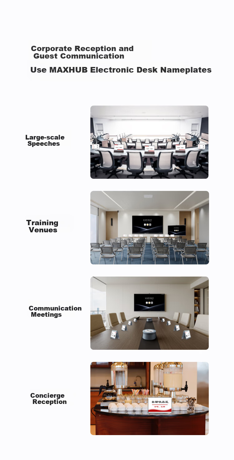 MAXHUB Electronic Meeting Nameplate Smart Seat Card Ink Screen Electronic Water Sign Paperless Office T-Type EC07B Single Pack 7