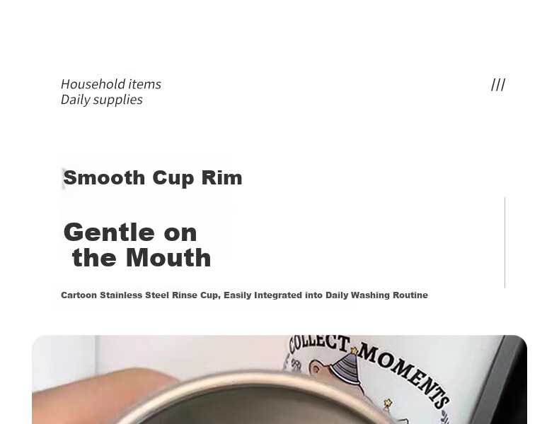 40,000km 304 Stainless Steel Mouthwash Cup Cute Toothbrushing Cup Children's Toothbrush Cup Couples Household Tooth Jar Wash Cup Student 8