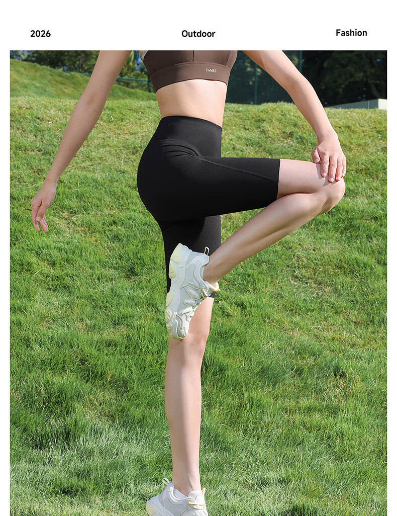 CAMEL Original Yarn Sun Protection Yoga Shorts Women Ice Cooling Breathable Sports Biker Shorts Y26BY1L7024A Rock Mist Gray M 23