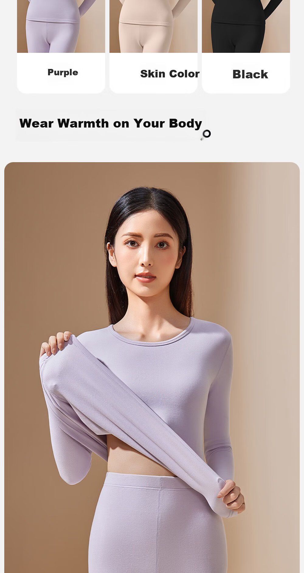 Urban Beauty Women's Thermal Underwear Set 2025 Autumn Winter New Fleece Lined Thickened Down Protein Moisturizing Base Layer Top and Pants 10