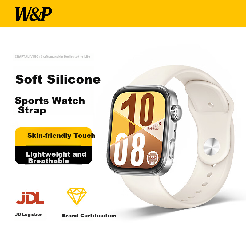 W&P Huawei Fit5 Sport Silicone Watch Band for Huawei Watch Fit5/4/3/4Pro 2025 New Breathable Liquid Silicone Pin Buckle Strap - Dynamic White