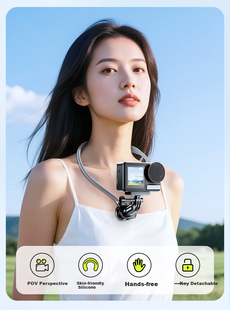 Suoying Neck Hanging Phone Holder First-Person View Shooting Device Compatible with DJI Action 6/5 Pro 4/Pocket 3, Yingshi Insta360 Ace Pro 2, GoPro, Universal for Phone and Camera 8
