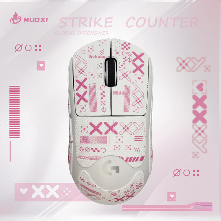 Huoshi GPW2 Mouse Anti-Slip Sticker Dog Pee King 2nd/3rd Generation Sweat-Absorbing Anti-Slip Scratch-Resistant Mouse Sticker GPW 2nd/3rd Gen Pink Floral Full Coverage 1