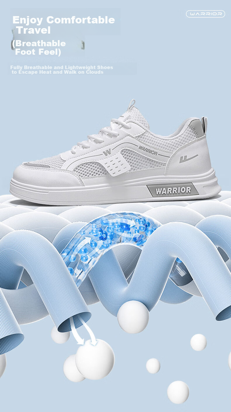 Warrior Official Men's Summer Breathable Mesh Sneakers Lightweight Hollow Thin Sports Shoes 586 White Blue Size 44 2