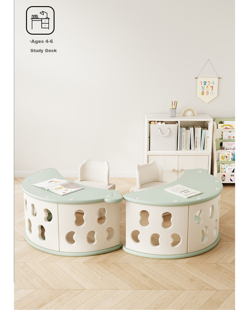 HOBBY TREE Children's Rocking Chair Multifunctional Table Baby Play and Study Desk Writing Table Climbing Frame Leisure Recliner with Cushion 14
