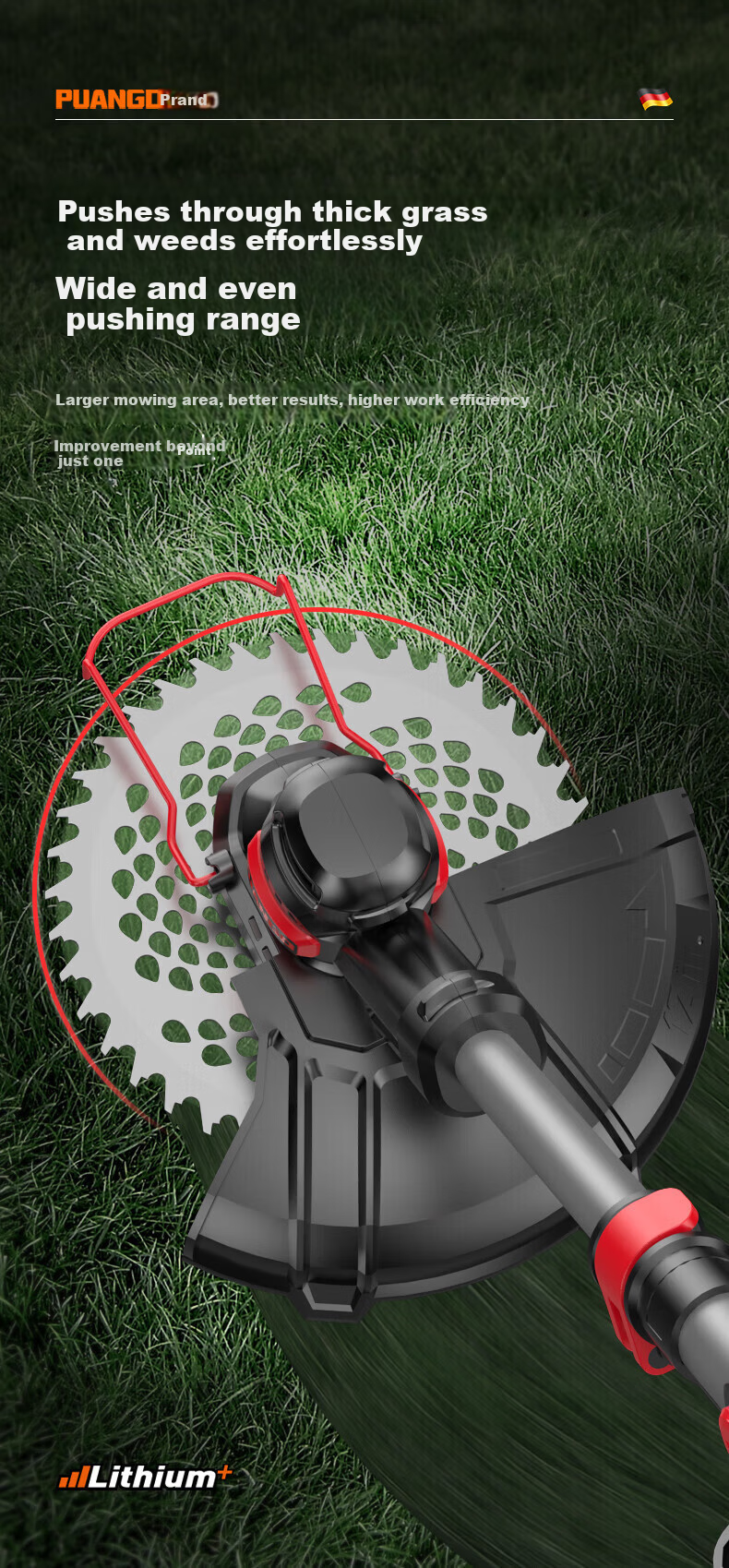 PUANGD Electric Lawn Mower Handheld Grass Trimmer Cordless Lithium Battery Grass Cutter Weed Removal Tool 3