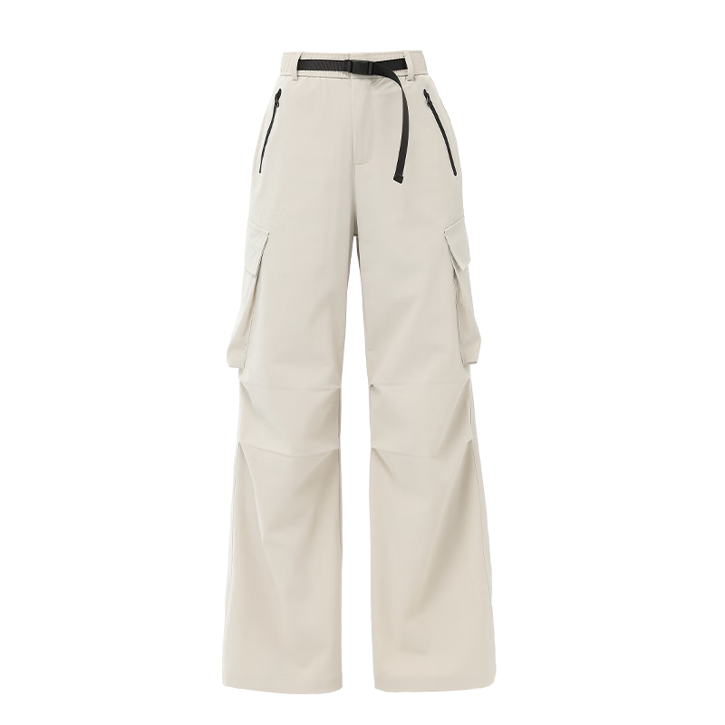 Xueqiman Women's Work Pants 2026 Summer New High-Waist Paratrooper Pants Windproof Waterproof Outdoor Hiking Sports Shell Pants