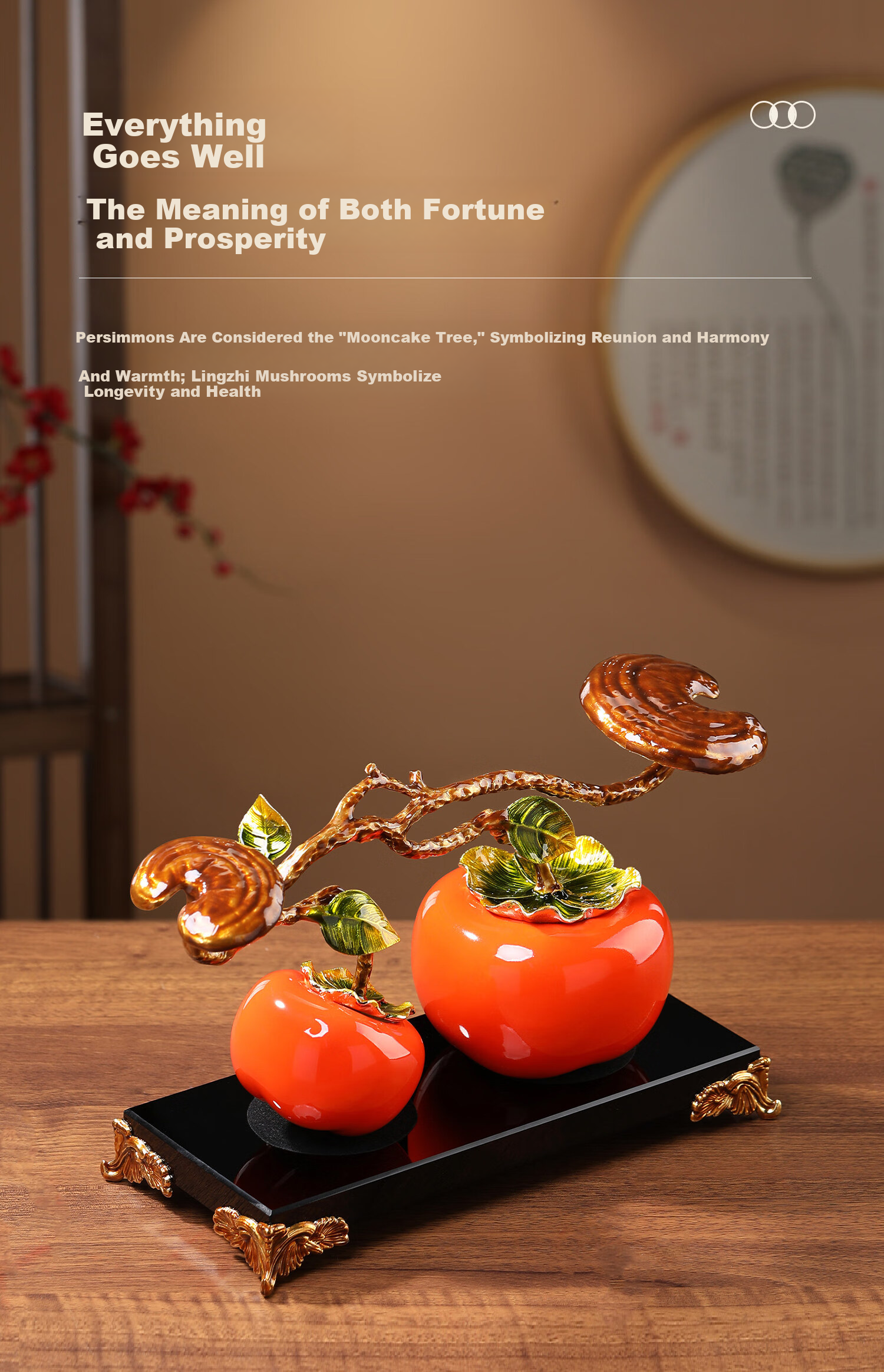 Heshengtang Persimmon Figurine New Chinese Style Light Luxury Enamel Color Housewarming Gift Opening Decoration for Living Room Entrance 4