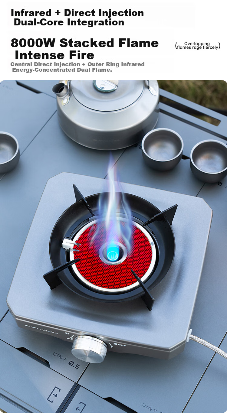 BUERK New Stable Pressure Cassette Stove Portable Outdoor Split Gas Tea Cooking Stove Camping Equipment Black 9kW 5